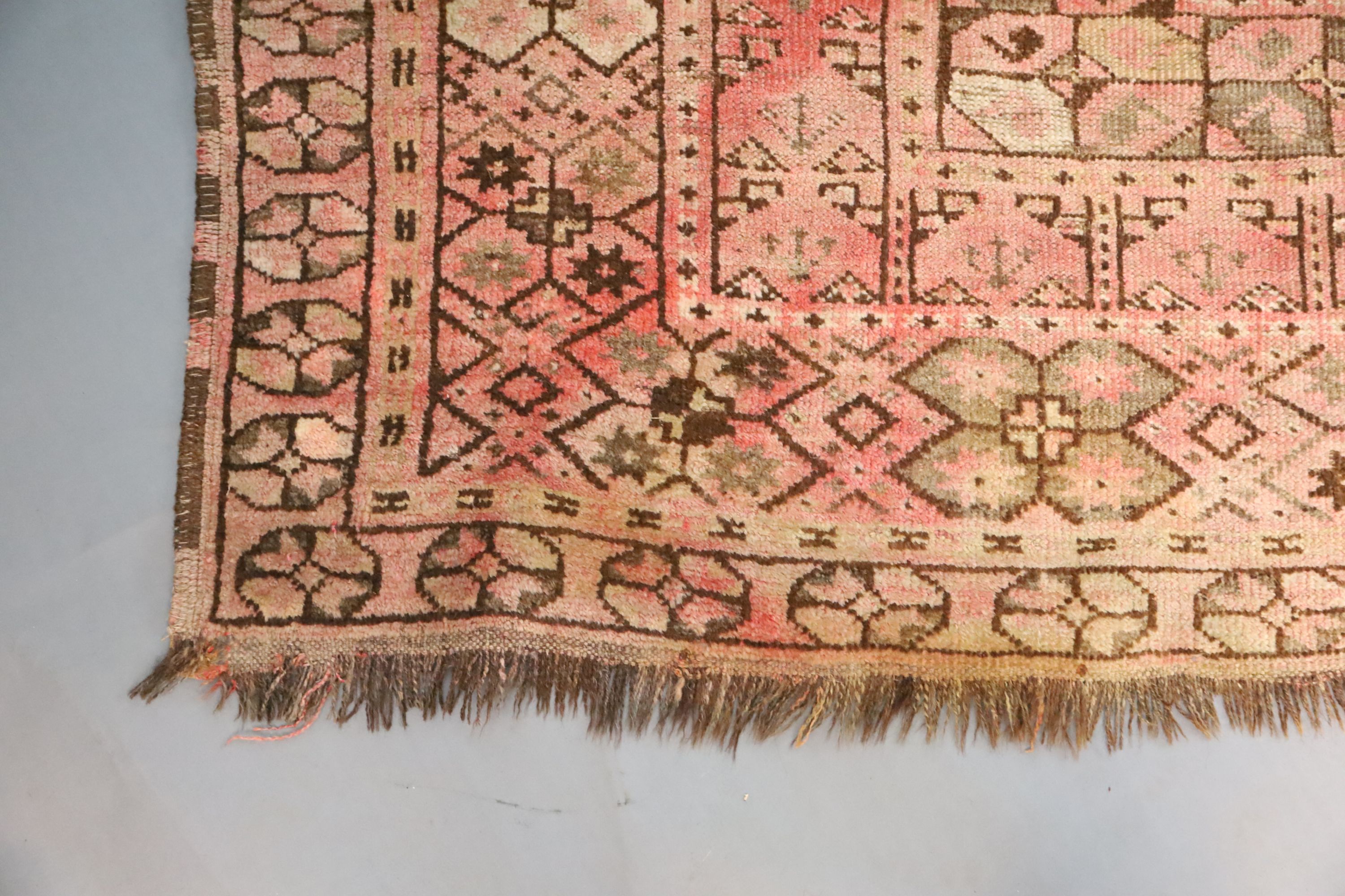 A Beshir carpet, Central Turkestan, c.1890, 534 x 259cm (worn)